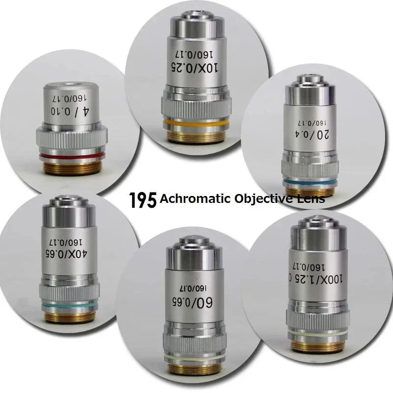 4X 10X 20X 40X 60X 100X 195 Microscope Objective Lens Achromatic Objective 、Biological Microscope parts Copper Products
4X 10X 20X 40X 60X 100X 195 Microscope Objective Lens Achromatic Objective 、Biological Microscope parts Copper Products