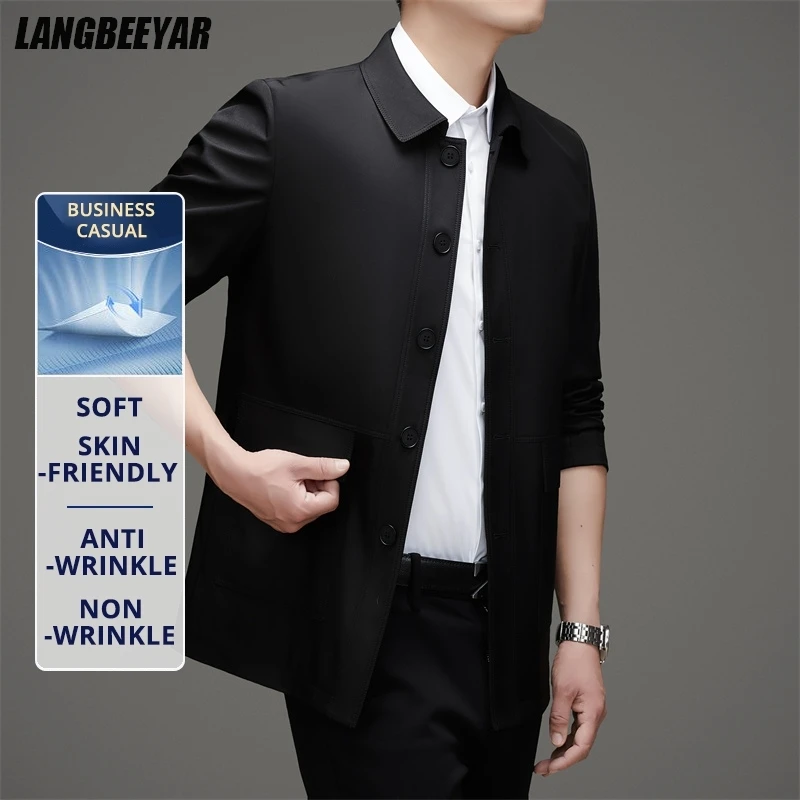 Высококачественный мужской деловой отложной воротник против морщин, наряд для папы, осенний длинный пиджак, куртка для взрослых, исполнительные пальто, ветровка
Высококачественный мужской деловой отложной воротник против морщин, наряд для папы, осенний длинный пиджак, куртка для взрослых, исполнительные пальто, ветровка