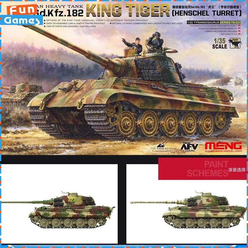 Meng Ts-031 1/35 Scale King Tiger Henschel Heavy Tank Glue Assembly Model Wwii Military Vehicle For Hobby Collection Display
Meng Ts-031 1/35 Scale King Tiger Henschel Heavy Tank Glue Assembly Model Wwii Military Vehicle For Hobby Collection Display
