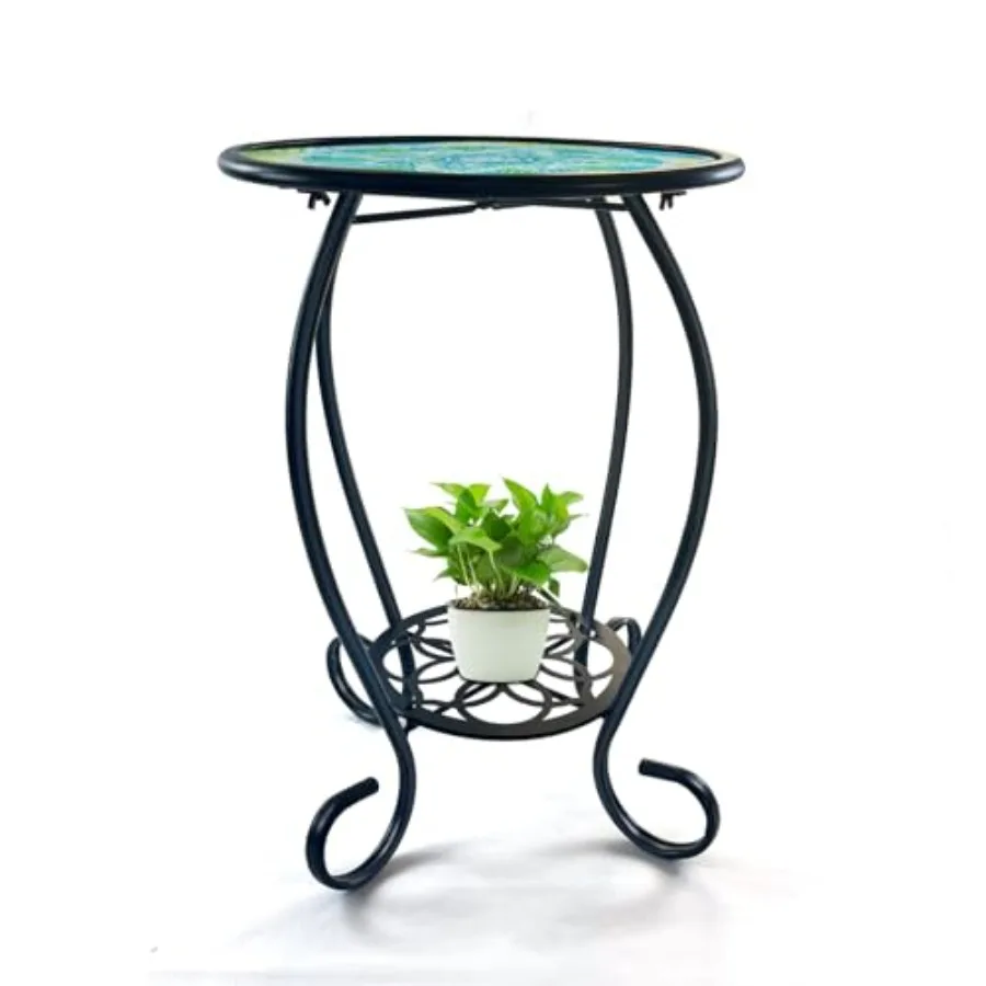 Mosaic Outdoor Side Table 14" Round Flower Patio Side Table with Storage Shelf Small Bistro Coffee Table for Garden Yard Porch
Mosaic Outdoor Side Table 14" Round Flower Patio Side Table with Storage Shelf Small Bistro Coffee Table for Garden Yard Porch