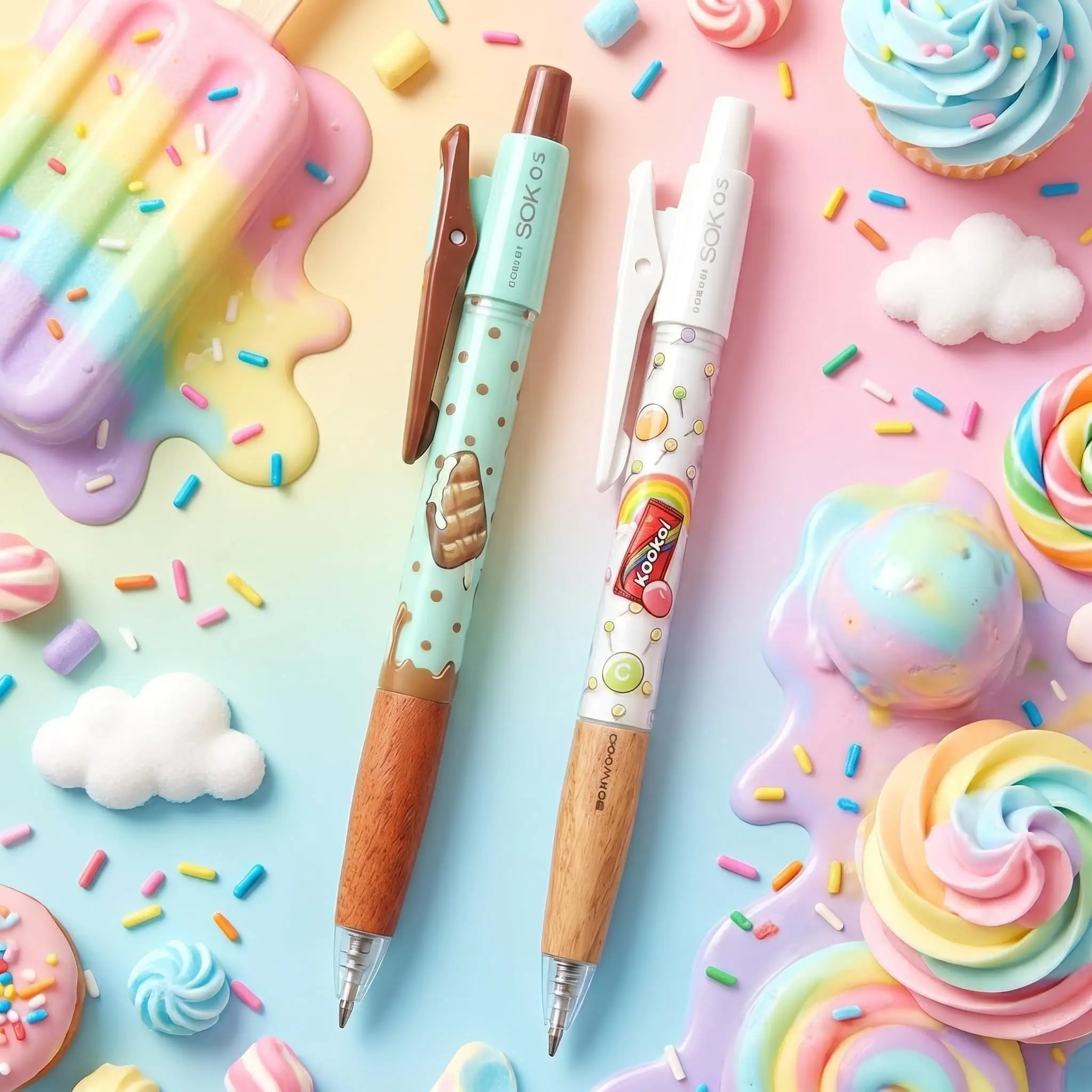 KOOKEI Summer Dessert Limited Gel Pen,0.5 CS Pen Tip Sandalwood Grip Quick Dry Black Ink Cute Candy Ice Cream Pattern Stationery
KOOKEI Summer Dessert Limited Gel Pen,0.5 CS Pen Tip Sandalwood Grip Quick Dry Black Ink Cute Candy Ice Cream Pattern Stationery
