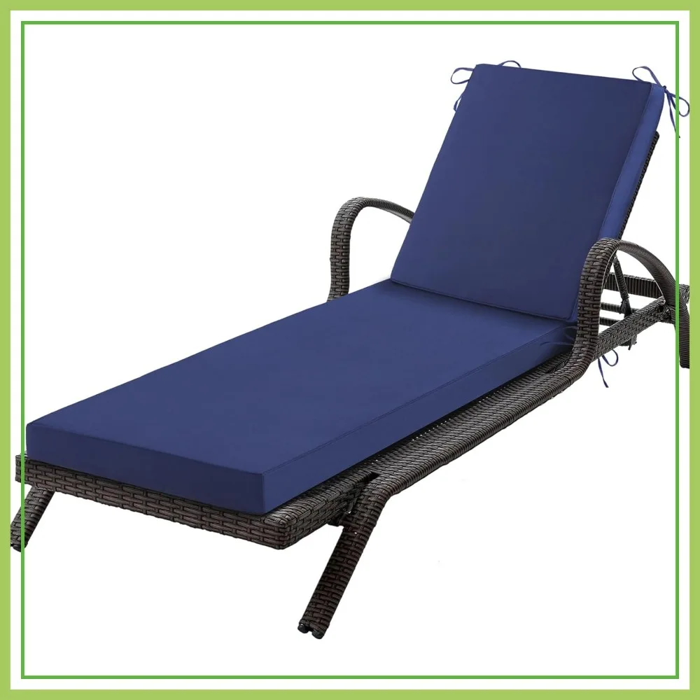 80x26x3 Inch Outdoor Chaise Lounge Cushion, Waterproof & Fade-Resistant, Navy Blue with Ties
80x26x3 Inch Outdoor Chaise Lounge Cushion, Waterproof & Fade-Resistant, Navy Blue with Ties