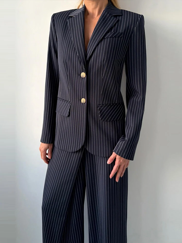 2026 Office Striped Suit Belt Lapel Long Sleeve Single Breasted Coat And Pockets Wide Leg Pant Spring Autumn Female Commute
2026 Office Striped Suit Belt Lapel Long Sleeve Single Breasted Coat And Pockets Wide Leg Pant Spring Autumn Female Commute