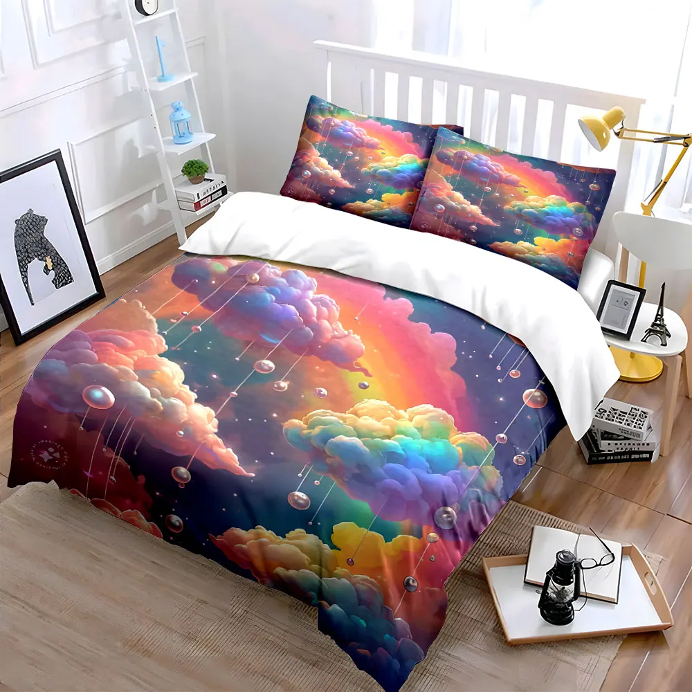 "Rainbow Cloud Fantasy Decor Set" Bedding Set with 1 Duvet Cover 2 Pillowcases Single Double King Queen, Gift
"Rainbow Cloud Fantasy Decor Set" Bedding Set with 1 Duvet Cover 2 Pillowcases Single Double King Queen, Gift