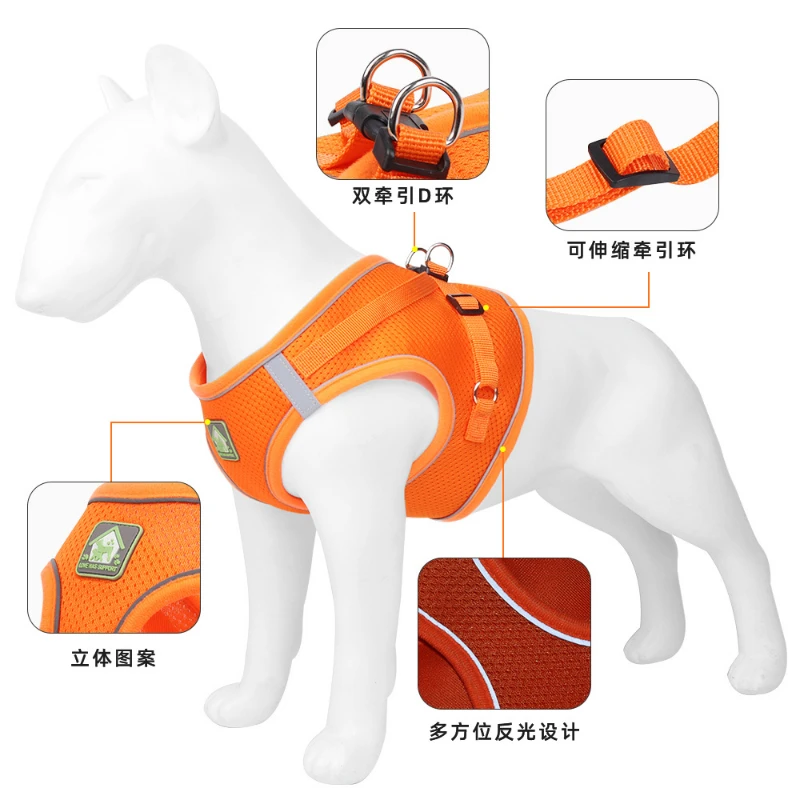 New Reflective pet clothes design dog vest with dog harness french bulldog chihuahua puppy clothes solid breathable cat clothing
New Reflective pet clothes design dog vest with dog harness french bulldog chihuahua puppy clothes solid breathable cat clothing