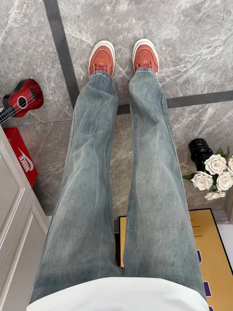 Retro Blue Denim Jeans Men's Summer Slim Fit Straight Leg Waed Jeans American Cleanfit Flared Pants Lightning Pattern
Retro Blue Denim Jeans Men's Summer Slim Fit Straight Leg Waed Jeans American Cleanfit Flared Pants Lightning Pattern