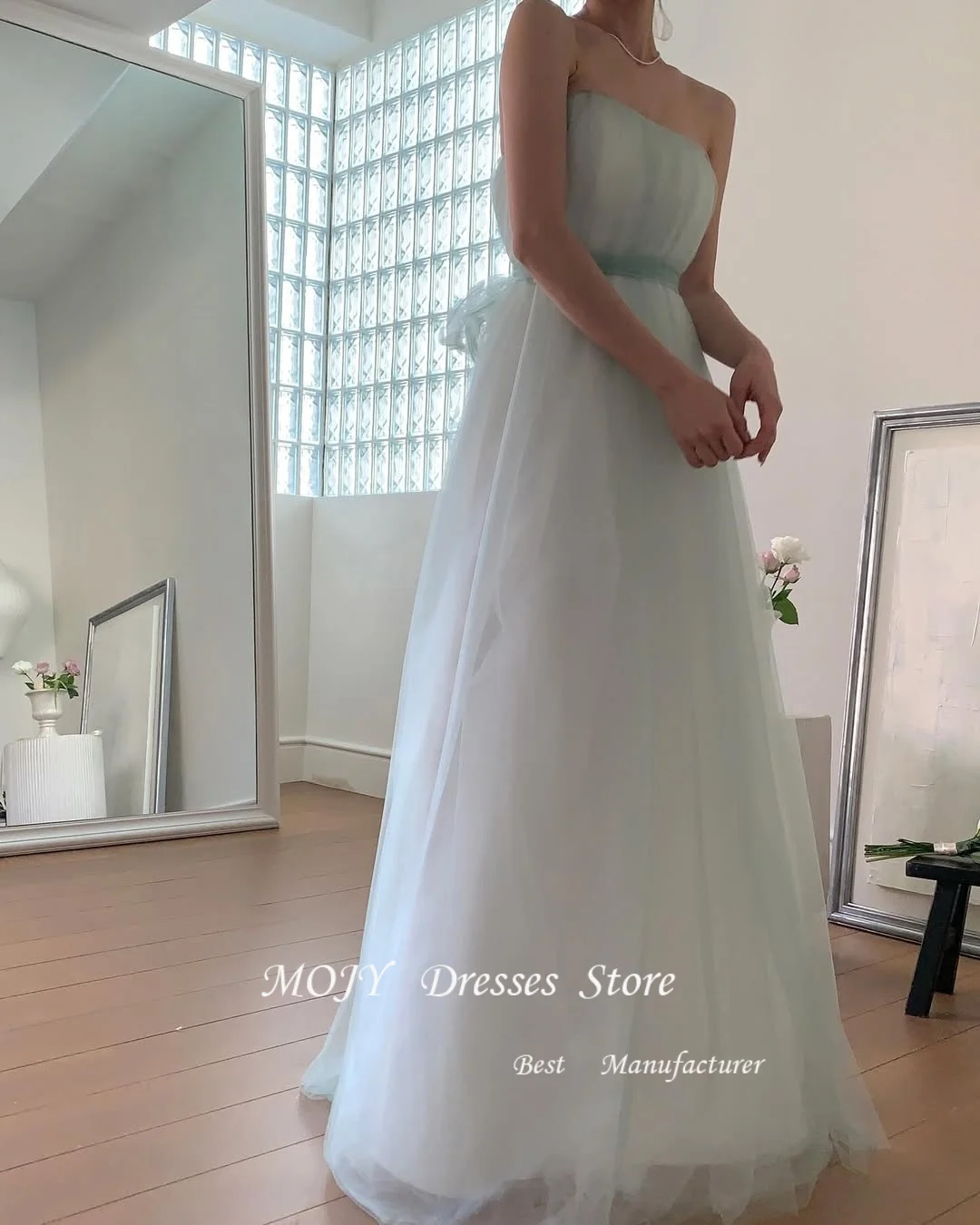 Mojy Strapless Fairy Green Shawl Pleat Korea Prom Dresses Tulle Customised A-line Evening Gowns Wedding Photo shoot Floor Length
Mojy Strapless Fairy Green Shawl Pleat Korea Prom Dresses Tulle Customised A-line Evening Gowns Wedding Photo shoot Floor Length