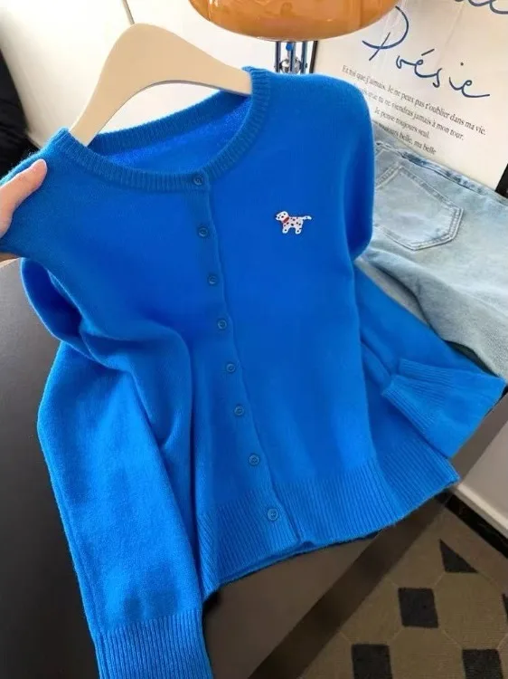 Klein Blue Embroidered Knitted Open Cardigan Women's Autumn Winter Sweet Personali Design Loose Sweater Outerwear Top
Klein Blue Embroidered Knitted Open Cardigan Women's Autumn Winter Sweet Personali Design Loose Sweater Outerwear Top