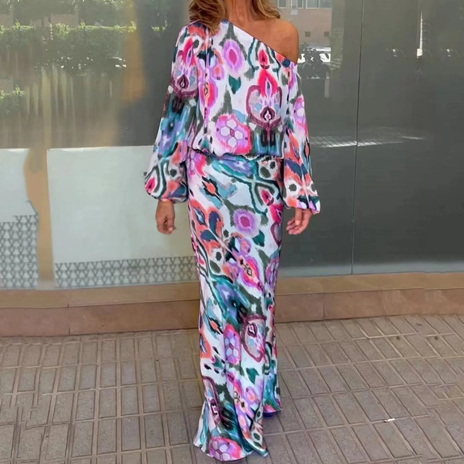 Two Piece Set For Women Color Printed Long Sleeve Slant Collar Tops Slim Skirt Ladie Sets 2024 Autumn New Fashion Elegant
Two Piece Set For Women Color Printed Long Sleeve Slant Collar Tops Slim Skirt Ladie Sets 2024 Autumn New Fashion Elegant