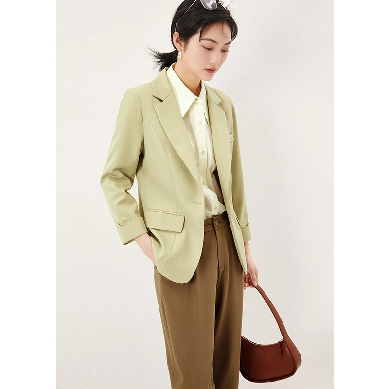 Женский деловой костюм Mijia: высококачественный, приталенный, с отложным воротником, однотонный, для офиса, осенний, с рукавом 3/4, для повседневной носки
Женский деловой костюм Mijia: высококачественный, приталенный, с отложным воротником, однотонный, для офиса, осенний, с рукавом 3/4, для повседневной носки