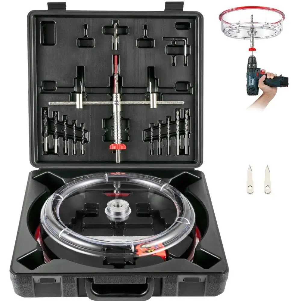 Adjustable Hole Saw Cutter Kit 1 5/8 inches to 11 13/16 inches 40-300mm for recessed with PC Dust Two Replaceable Pilot
Adjustable Hole Saw Cutter Kit 1 5/8 inches to 11 13/16 inches 40-300mm for recessed with PC Dust Two Replaceable Pilot