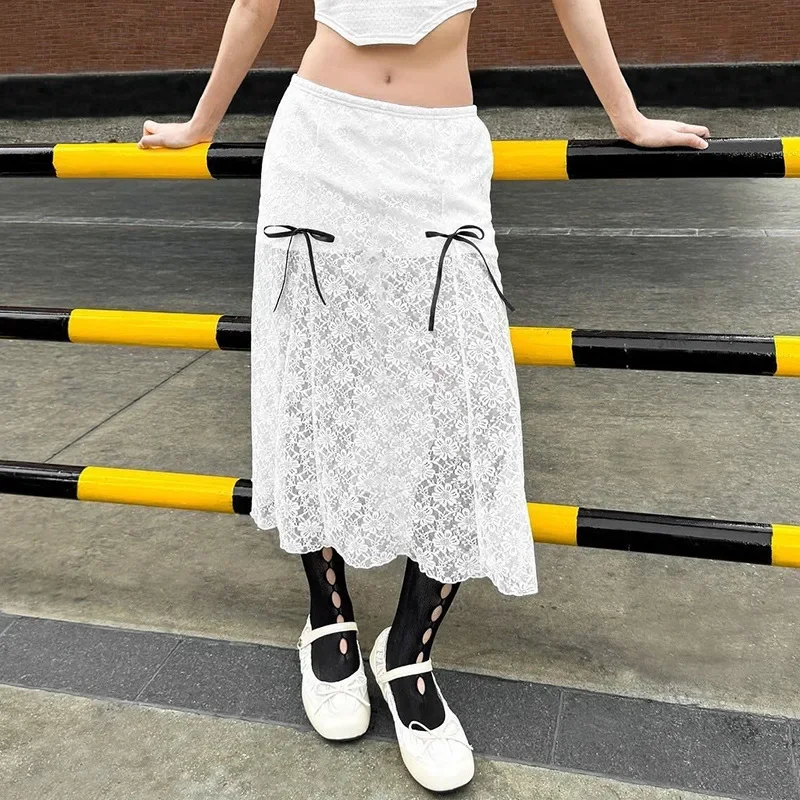 Fashionable Pure Desire, Sweet and Spicy Style Bow Decoration Solid Color Lace Half-length Skirt Versatile New Style for Summer
Fashionable Pure Desire, Sweet and Spicy Style Bow Decoration Solid Color Lace Half-length Skirt Versatile New Style for Summer