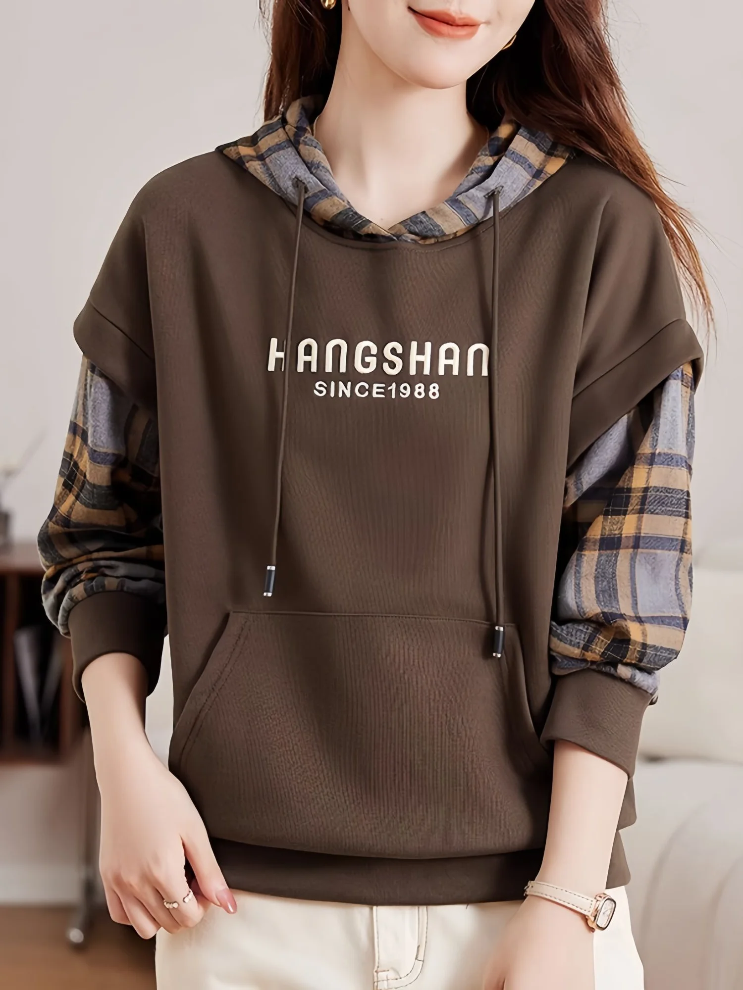 Retro Pure Cotton Long Sleeve Hoodie Plaid Casual Top Spring Autumn New Style Fake Two-Piece Women's Fashion Comfortable Swea...
Retro Pure Cotton Long Sleeve Hoodie Plaid Casual Top Spring Autumn New Style Fake Two-Piece Women's Fashion Comfortable Swea...