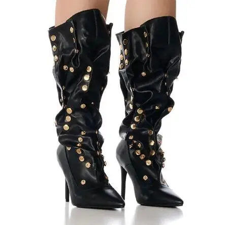 Drop Shipping Fashion Women Black Matte Leather Gold Metal Button Pleated Slip On Thin Heels Knee High Boots Female Long Botas
Drop Shipping Fashion Women Black Matte Leather Gold Metal Button Pleated Slip On Thin Heels Knee High Boots Female Long Botas