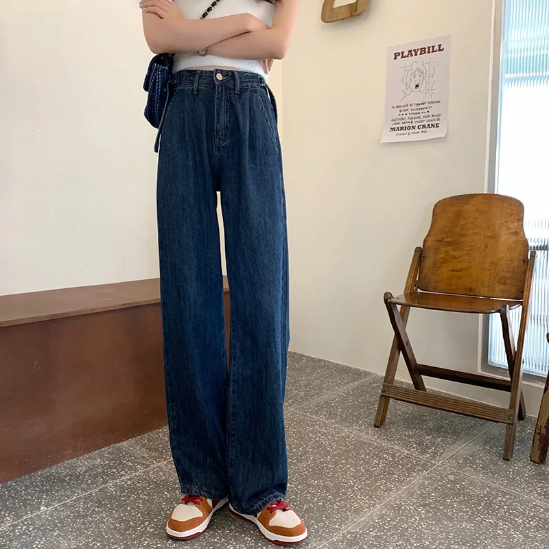 High Waist Wide Leg Jeans Women Loose Drapey Straight Cut Denim Pants Retro Design Slimming Effect Autumn Fashion Ladies Jeans
High Waist Wide Leg Jeans Women Loose Drapey Straight Cut Denim Pants Retro Design Slimming Effect Autumn Fashion Ladies Jeans