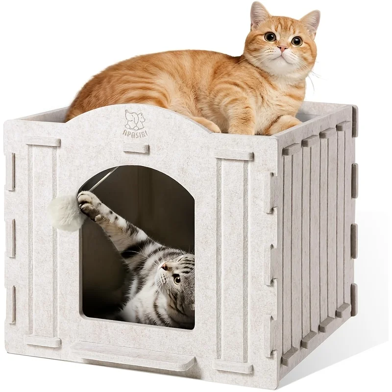 Scratch-Resistant Cat Shelter: Cozy Indoor Felt Bed Cave Featuring a Hanging Ball Toy, Easy No-Tool Setup for Nervous Cats And Kittens, Durable Scratch-Resistant Design, Insulated Warm Cat Cave for Indoor Use, Measuring 13.4X13.4X9.85 Inches Inside
Scratch-Resistant Cat Shelter: Cozy Indoor Felt Bed Cave Featuring a Hanging Ball Toy, Easy No-Tool Setup for Nervous Cats And Kittens, Durable Scratch-Resistant Design, Insulated Warm Cat Cave for Indoor Use, Measuring 13.4X13.4X9.85 Inches Inside