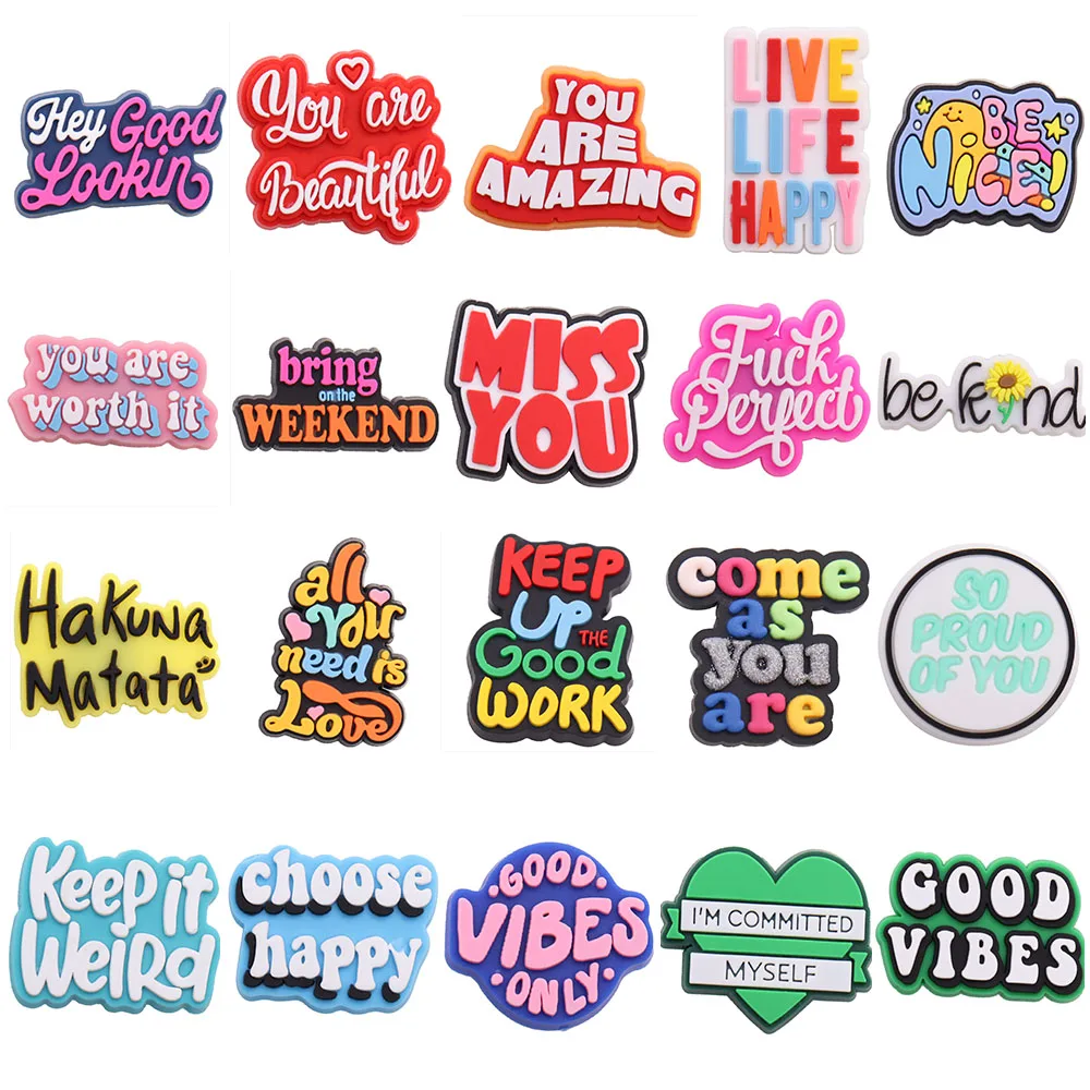 1pcs Colorful English Alphabet Designer PVC Inspirational Letters Shoe Charms Shoe Buckles for Clog Decoration
1pcs Colorful English Alphabet Designer PVC Inspirational Letters Shoe Charms Shoe Buckles for Clog Decoration
