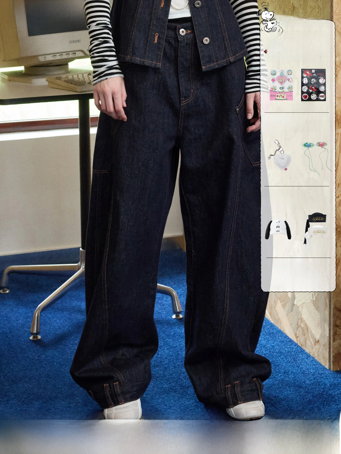 Low Waist Wide Leg Denim Jeans Women's Embroidered Distressed Cotton Pants Slash Design by 1JINN STUDIO Vintage Style
Low Waist Wide Leg Denim Jeans Women's Embroidered Distressed Cotton Pants Slash Design by 1JINN STUDIO Vintage Style