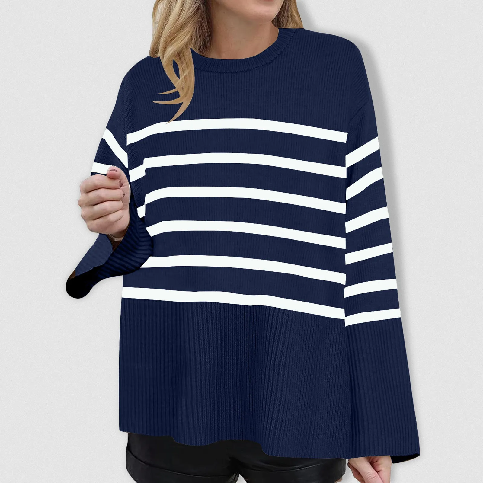 Casual Oversized Loose Striped Pullover Sweater Women's Knit Basic Autumn And Winter Thick Jumpers Sweaters Female Clothing
Casual Oversized Loose Striped Pullover Sweater Women's Knit Basic Autumn And Winter Thick Jumpers Sweaters Female Clothing