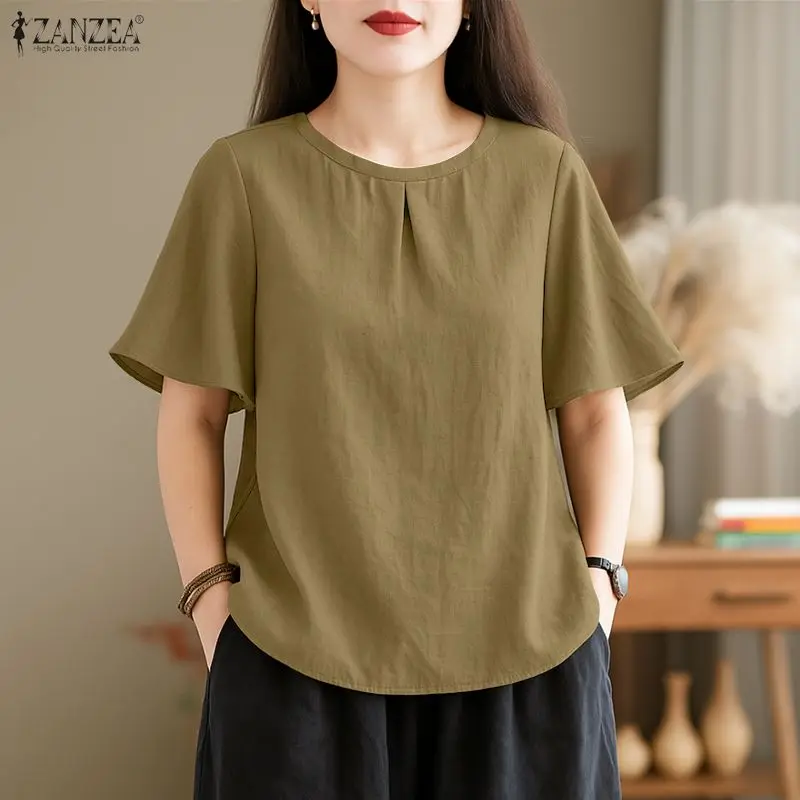 2026 ZANZEA Summer Solid Color Blouse Women O Neck Short Sleeve Tops Elegant Work Shirt Casual Loose Mujer Female Chemise Tunic
2026 ZANZEA Summer Solid Color Blouse Women O Neck Short Sleeve Tops Elegant Work Shirt Casual Loose Mujer Female Chemise Tunic