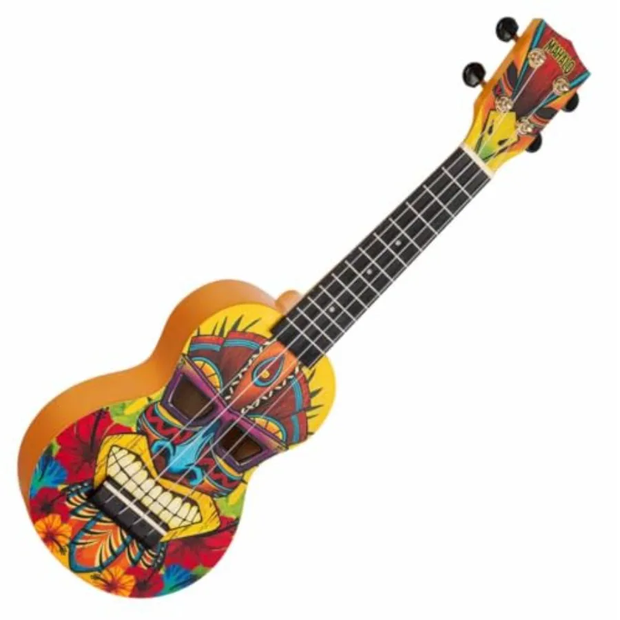 Art Series soprano ukulele for beginners and performers, mahogany body in natural wood finish with tiki motif graphic design fo
Art Series soprano ukulele for beginners and performers, mahogany body in natural wood finish with tiki motif graphic design fo