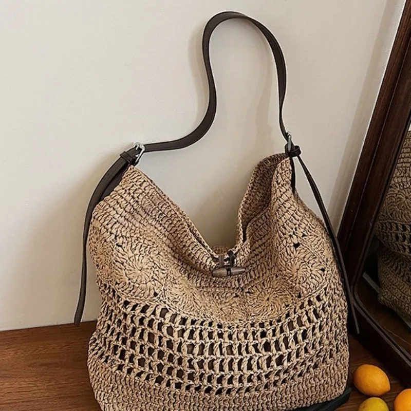Retro Handwoven Beach Straw Crossbody Bag Women's Large Capacity Lazy Style Single Shoulder Satchel Soft PU Strap
Retro Handwoven Beach Straw Crossbody Bag Women's Large Capacity Lazy Style Single Shoulder Satchel Soft PU Strap