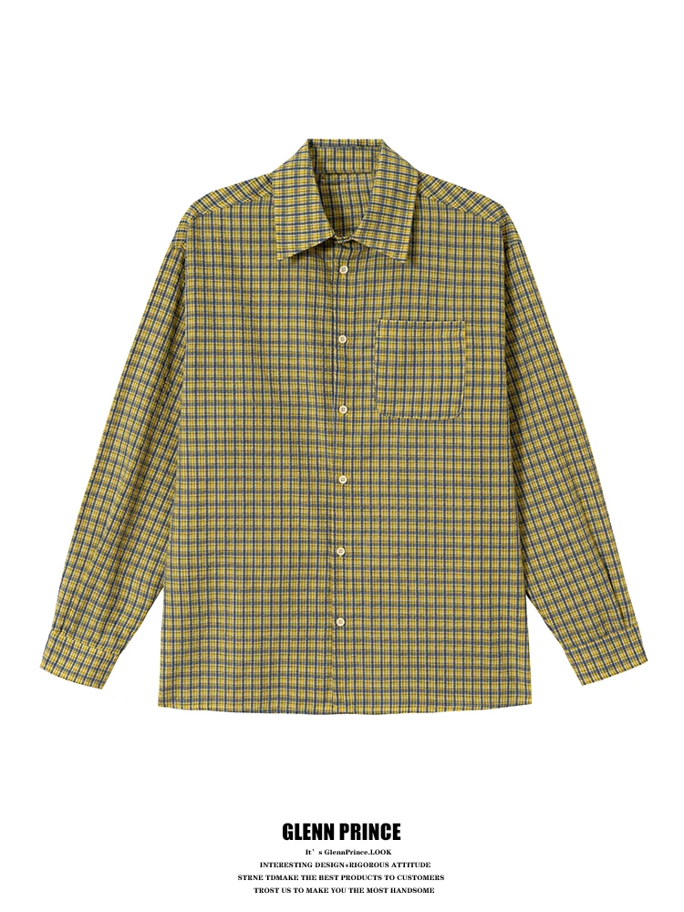 Мужская свободная повседневная рубашка в клетку GPstudio, японский стиль, желто-синяя, свободного кроя, повседневная рубашка
Мужская свободная повседневная рубашка в клетку GPstudio, японский стиль, желто-синяя, свободного кроя, повседневная рубашка