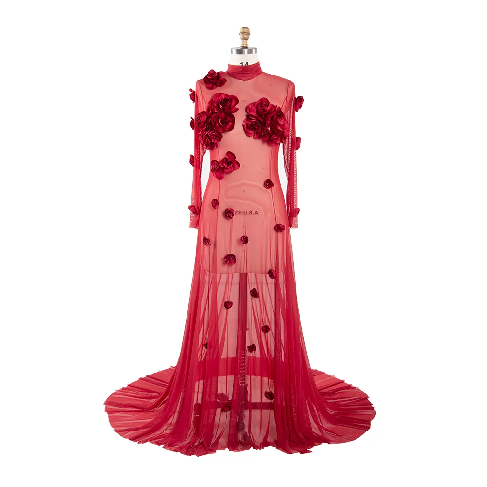 Sheer Stretch Tulle Evening Gown 3D Rose Appliqués Maternity Dress for Photo Shoot YW260237
Sheer Stretch Tulle Evening Gown 3D Rose Appliqués Maternity Dress for Photo Shoot YW260237