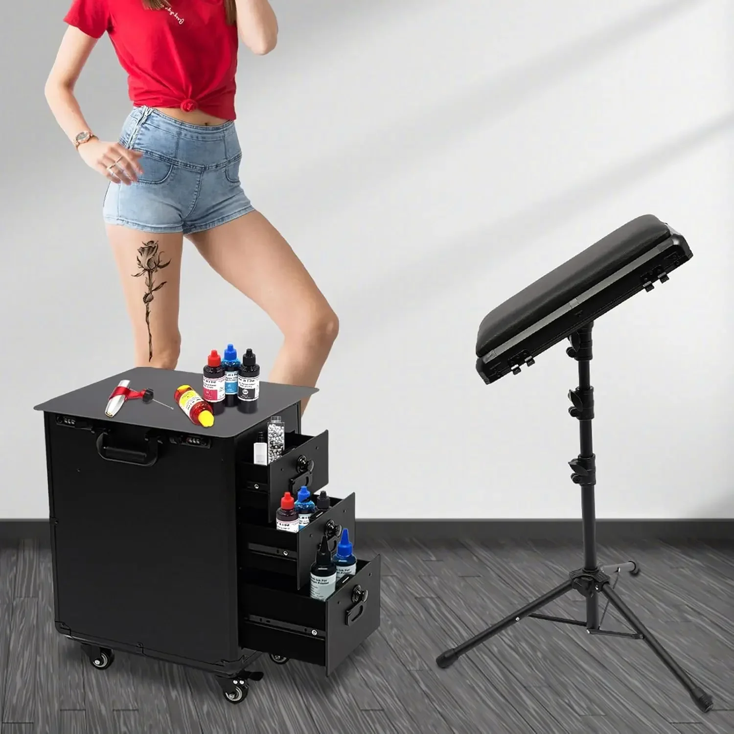 NEW Tattoo Travel Case with Tattoo Armrest, Portable 3 Drawers Makeup Train Case with Combination Lock & Handles(Metal Panel)
NEW Tattoo Travel Case with Tattoo Armrest, Portable 3 Drawers Makeup Train Case with Combination Lock & Handles(Metal Panel)