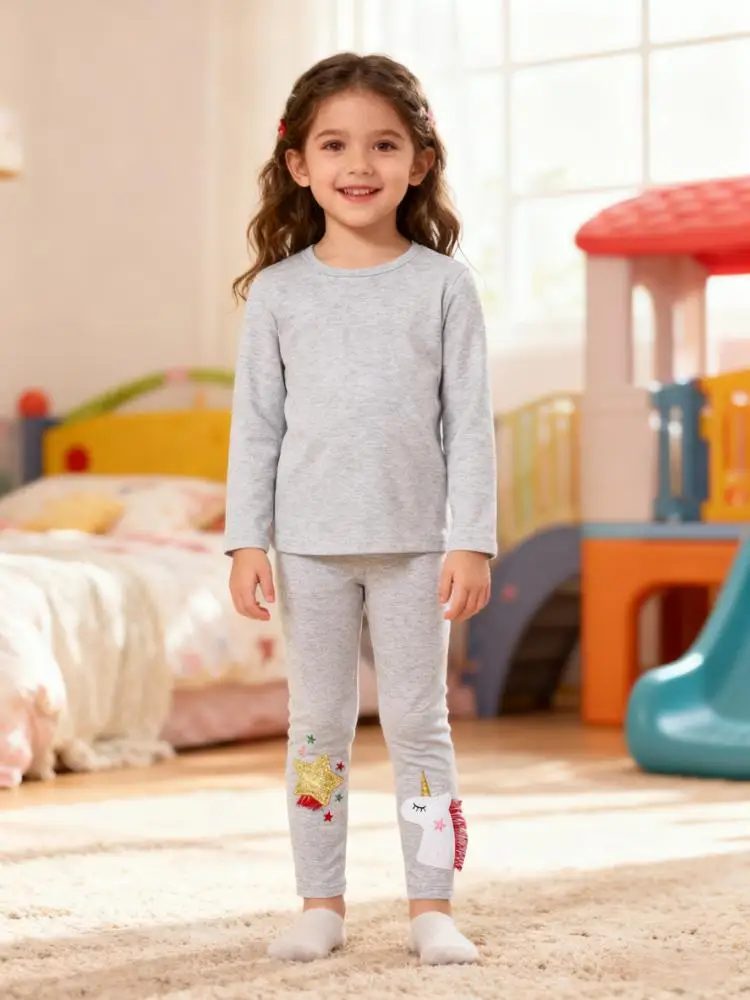 Girls' High Waist Cotton Blend Leggings - Unicorn & Star All-Over Print, Stretchy & Lightweight, Perfect for Spring Adventures
Girls' High Waist Cotton Blend Leggings - Unicorn & Star All-Over Print, Stretchy & Lightweight, Perfect for Spring Adventures