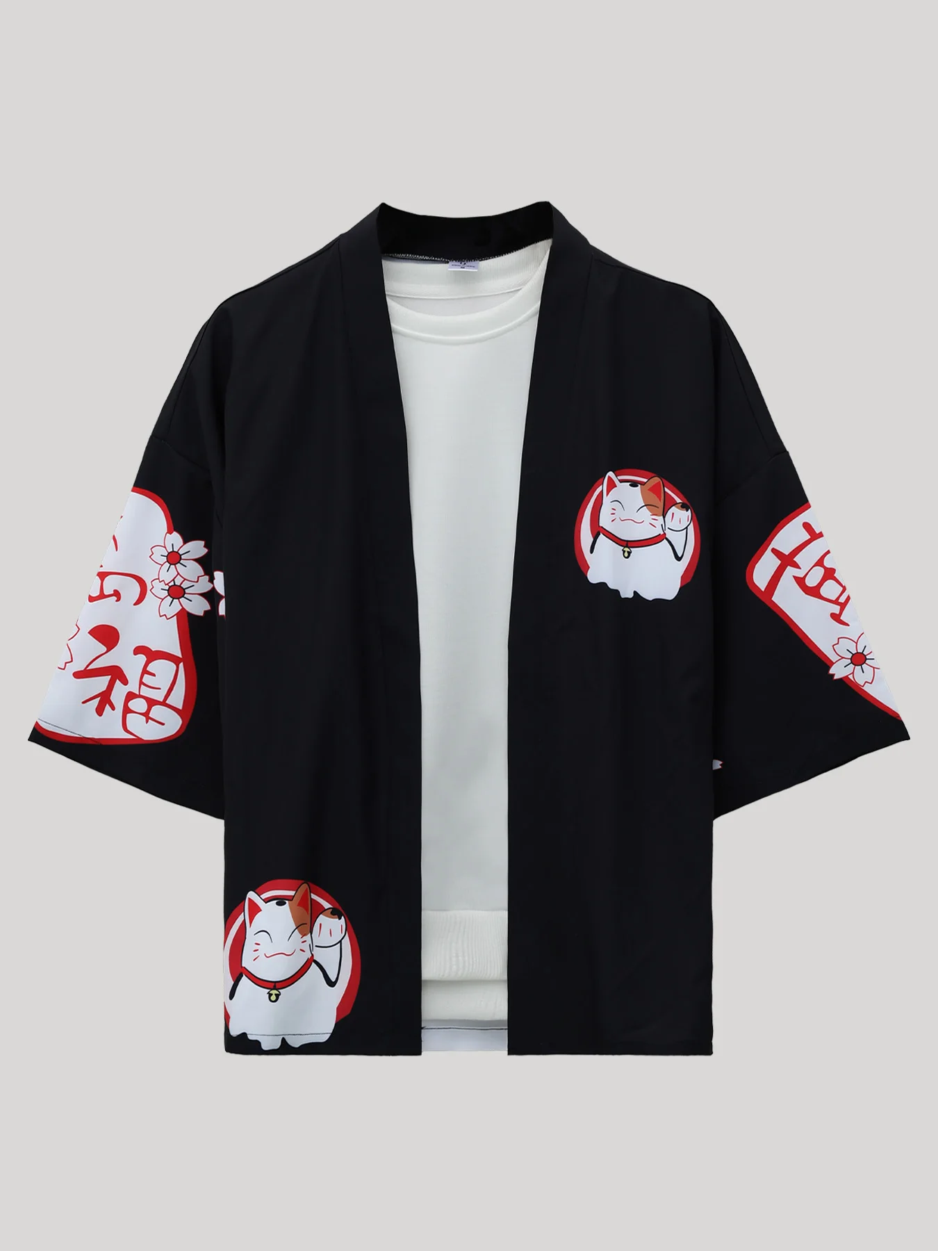 Men's Japanese Lucky Cat Print Kimono Spring Fall Loose Seven-Quarter Sleeve Cardigan
Men's Japanese Lucky Cat Print Kimono Spring Fall Loose Seven-Quarter Sleeve Cardigan