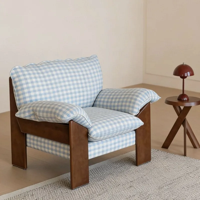 Small living room balcony sofa chair new niche design blue checkered single chair
Small living room balcony sofa chair new niche design blue checkered single chair