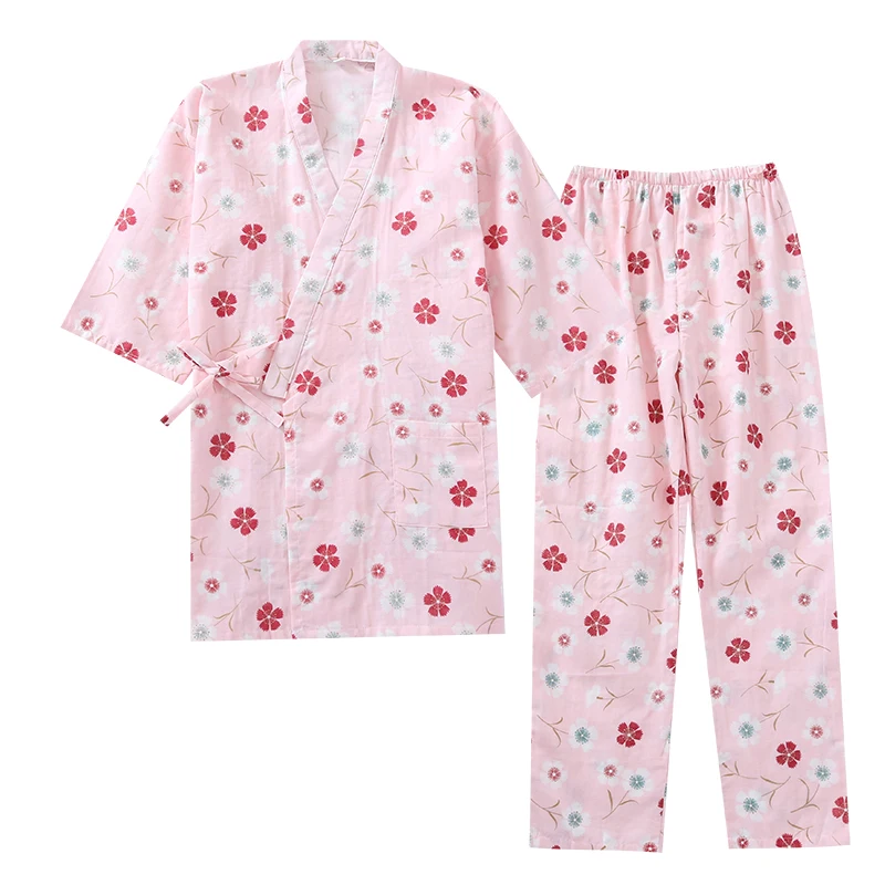 Spring And Autumn women's Cotton Gauze Trousers Thin Kimono Pajamas Home Suit Set Summer Sweat Hot Spring Clothing
Spring And Autumn women's Cotton Gauze Trousers Thin Kimono Pajamas Home Suit Set Summer Sweat Hot Spring Clothing