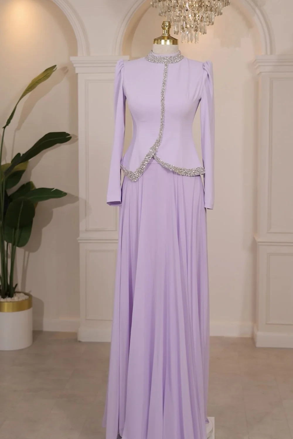 Customized Purple Intricate Matching Jersey Pleat Rhinestone V-neck High Collar Long Dresses Evening Dresses Exquisite Elegant
Customized Purple Intricate Matching Jersey Pleat Rhinestone V-neck High Collar Long Dresses Evening Dresses Exquisite Elegant