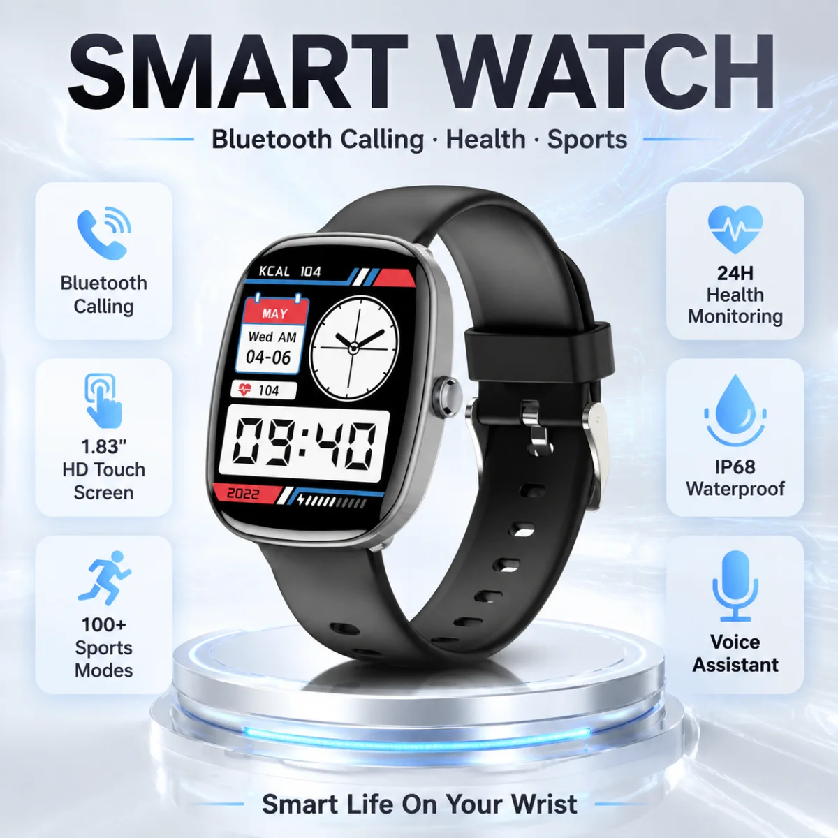 GEJIAN 1.83-inch TFT full Touch Screen 240 * 284 Resolution 5.3 Bluetooth Call Heart Rate Monitoring Men's Smart Call New Watch
GEJIAN 1.83-inch TFT full Touch Screen 240 * 284 Resolution 5.3 Bluetooth Call Heart Rate Monitoring Men's Smart Call New Watch