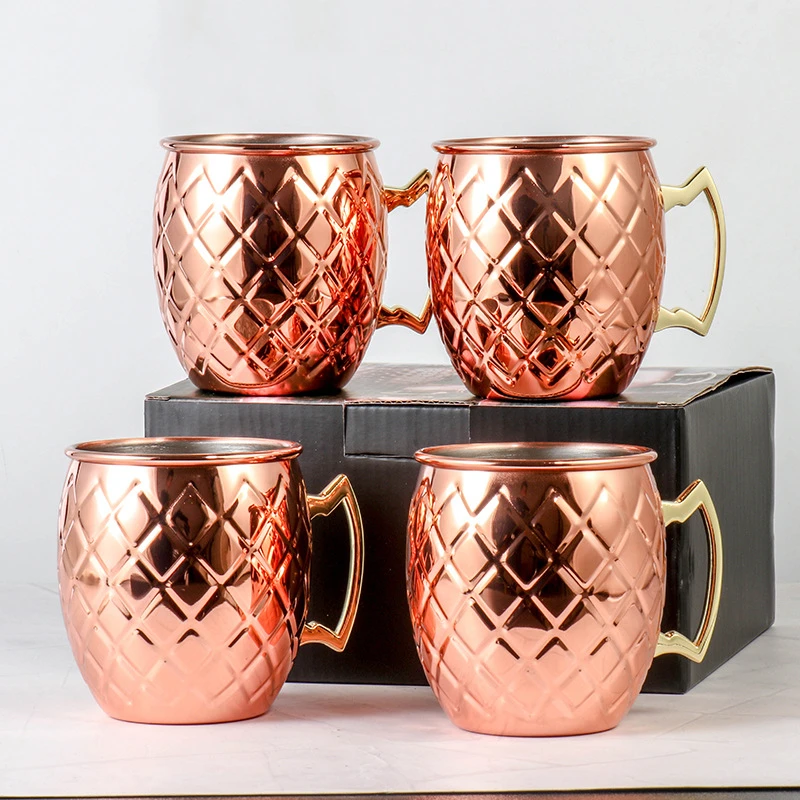 Кружка, 4 шт., с цветной коробкой, кованое медное покрытие, Московская кружка-мула, пивная чашка, кофейная чашка, кружка с медным покрытием, посуда для бара
Кружка, 4 шт., с цветной коробкой, кованое медное покрытие, Московская кружка-мула, пивная чашка, кофейная чашка, кружка с медным покрытием, посуда для бара