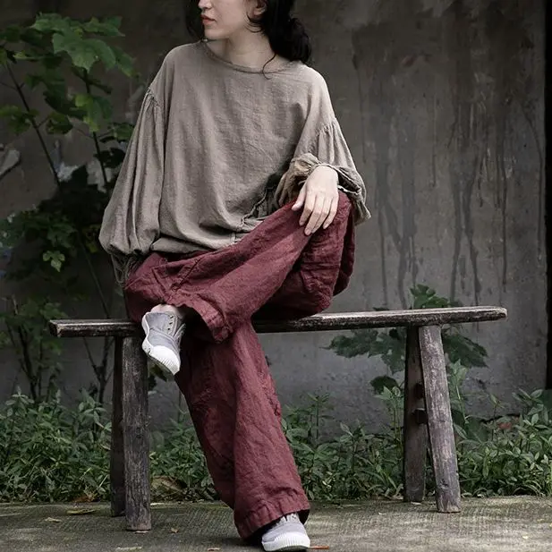 diagonal pleated pastoral T-shirt, washed cotton and linen large lantern sleeve top, fashionable casual and versatile, simple te
diagonal pleated pastoral T-shirt, washed cotton and linen large lantern sleeve top, fashionable casual and versatile, simple te