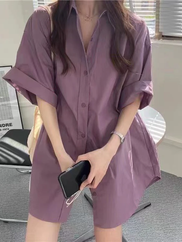 Loose plus Size Women's Shirt Chic Collar Lazy Meat Conceal Slimming round Arc Hem Mid-Length Top Korean Style Commute Cotton...
Loose plus Size Women's Shirt Chic Collar Lazy Meat Conceal Slimming round Arc Hem Mid-Length Top Korean Style Commute Cotton...