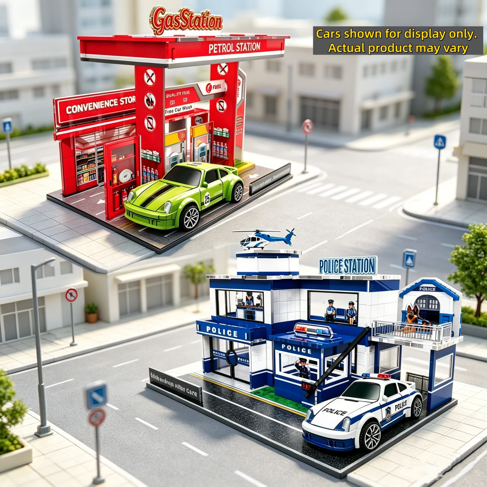 1/64 Garage Scene Police Station Gas Station Model Scene Simulation Decoration Collectible with 2 Alloy Cars
1/64 Garage Scene Police Station Gas Station Model Scene Simulation Decoration Collectible with 2 Alloy Cars