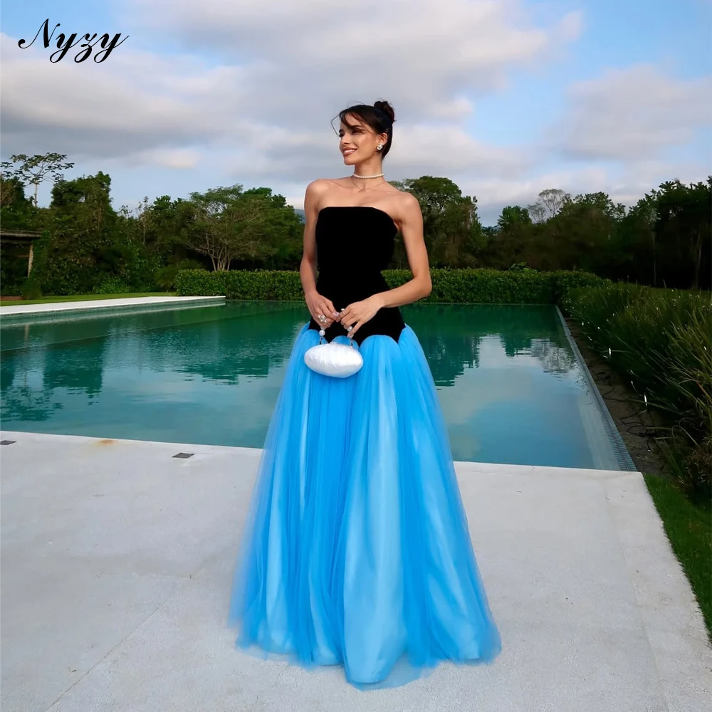 NYZY E721 Couture Black Velvet Sky Blue Tulle Skirt Strapless Designer Evening Dress Trumpet Party Dress Women Dress Elegant
NYZY E721 Couture Black Velvet Sky Blue Tulle Skirt Strapless Designer Evening Dress Trumpet Party Dress Women Dress Elegant