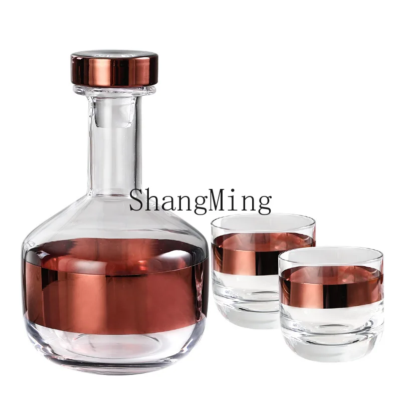 DSA retro rose gold one pot two cups crystal glass decanter home living room ornament model room decoration
DSA retro rose gold one pot two cups crystal glass decanter home living room ornament model room decoration