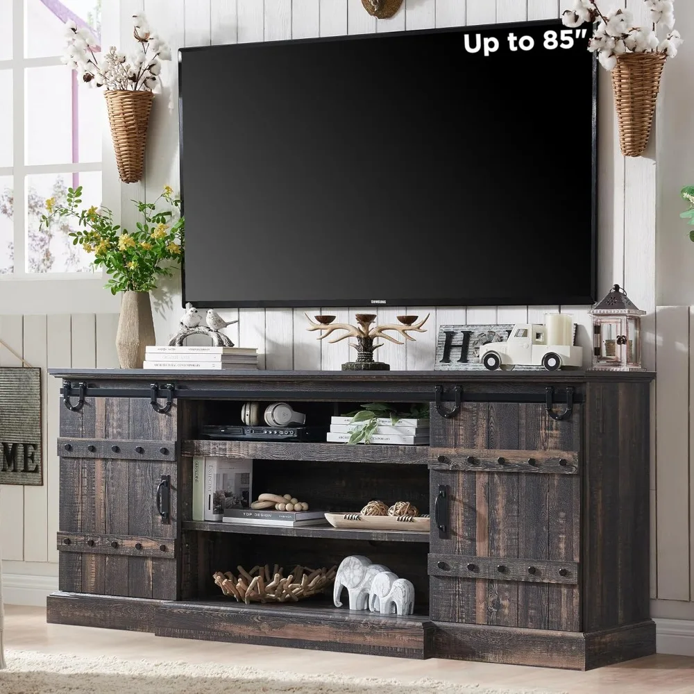 Farmhouse 75" TV Stand for 80 85 Inch TV, Rustic Media Console Table with Sliding Barn Door, Large Highboy Entertainment Center
Farmhouse 75" TV Stand for 80 85 Inch TV, Rustic Media Console Table with Sliding Barn Door, Large Highboy Entertainment Center