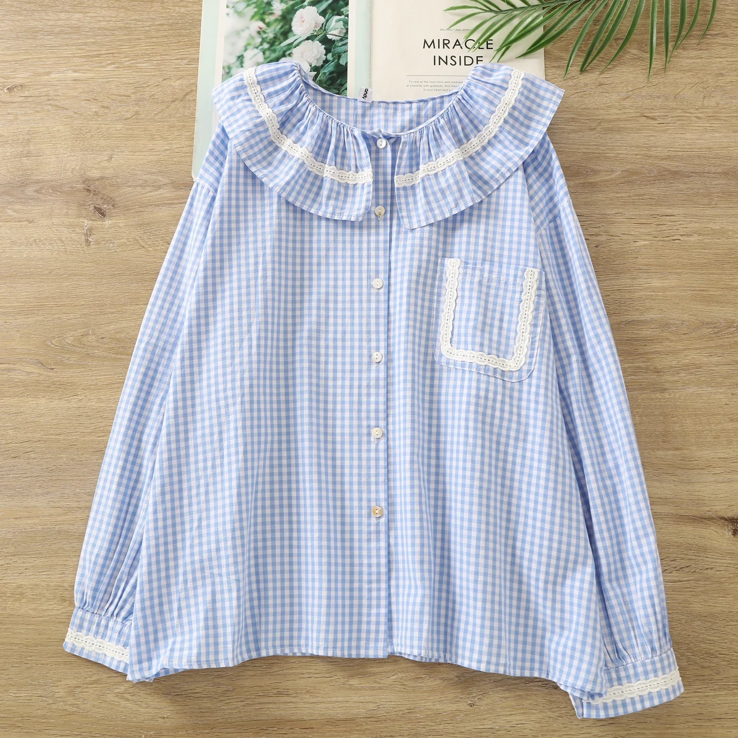 Enianechu Morigirl autumn 100% cotton blue white plaid shirts and blouses for women tops Preppy style cute clothes
Enianechu Morigirl autumn 100% cotton blue white plaid shirts and blouses for women tops Preppy style cute clothes