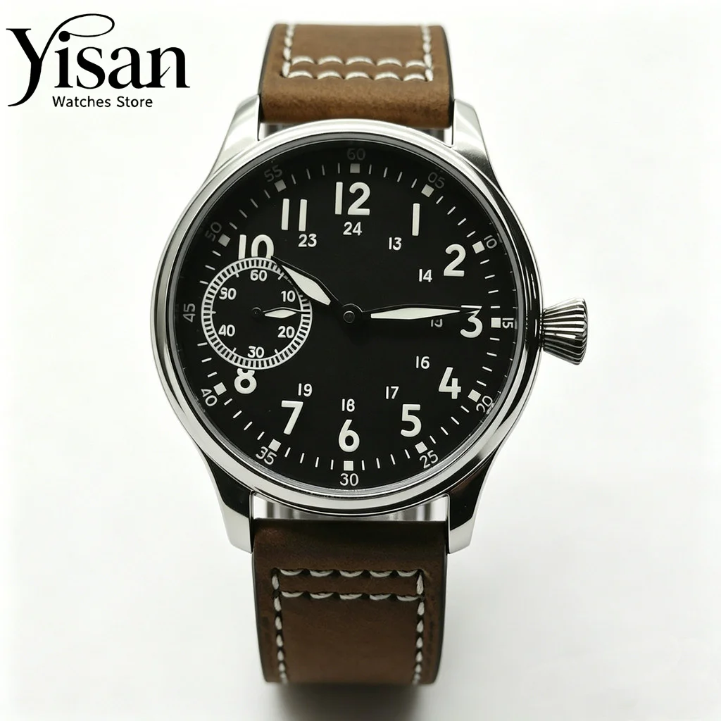 Yisan 42mm classic pilot ST3600 movement watch sapphire glass leather bracelet men's watch green digital black dial
Yisan 42mm classic pilot ST3600 movement watch sapphire glass leather bracelet men's watch green digital black dial