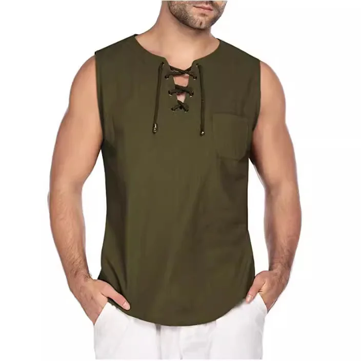 Khaki Muscle Men's Sleeveless T-Shirt with Belt Thin Cotton Linen Short Sleeve Fitness Trainer Large Size Special Men's Shirt
Khaki Muscle Men's Sleeveless T-Shirt with Belt Thin Cotton Linen Short Sleeve Fitness Trainer Large Size Special Men's Shirt