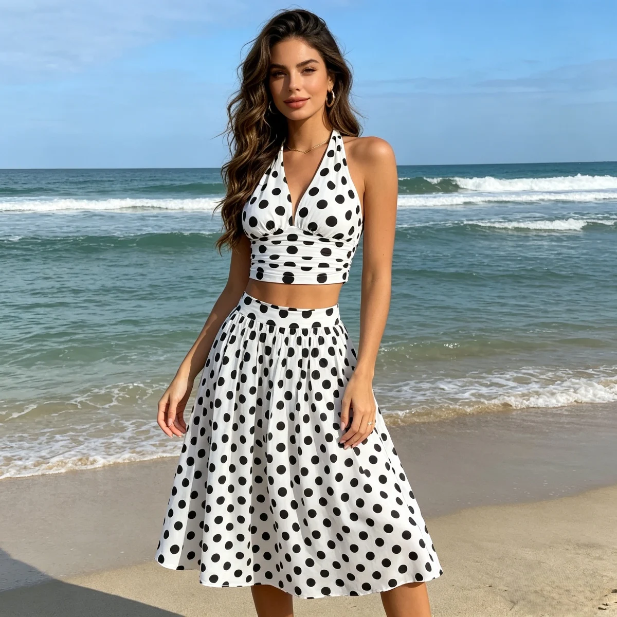 Polka Dot Two Piece Set Skirts Ruffle Women Sexy Luxury Strapless Halter Neck Crop Top Sleeveless Night Club Color Block Beach
Polka Dot Two Piece Set Skirts Ruffle Women Sexy Luxury Strapless Halter Neck Crop Top Sleeveless Night Club Color Block Beach