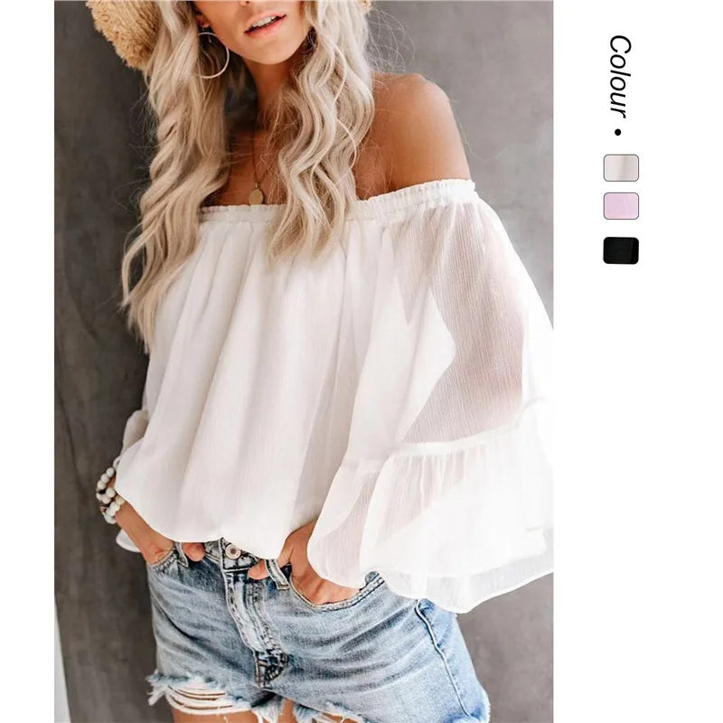 25 Fashion Sexy New One-shoulder Loose Bell Sleeve Chiffon Blouse Women's Top Sheer 0337 Birthday Dress Boho Clothing Beach Lace
25 Fashion Sexy New One-shoulder Loose Bell Sleeve Chiffon Blouse Women's Top Sheer 0337 Birthday Dress Boho Clothing Beach Lace