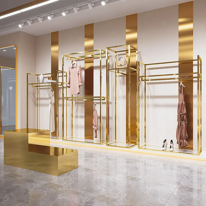 Clothing store display rack Floor-to-ceiling stainless steel titanium hanging clothes rack Special display rack for men's
Clothing store display rack Floor-to-ceiling stainless steel titanium hanging clothes rack Special display rack for men's