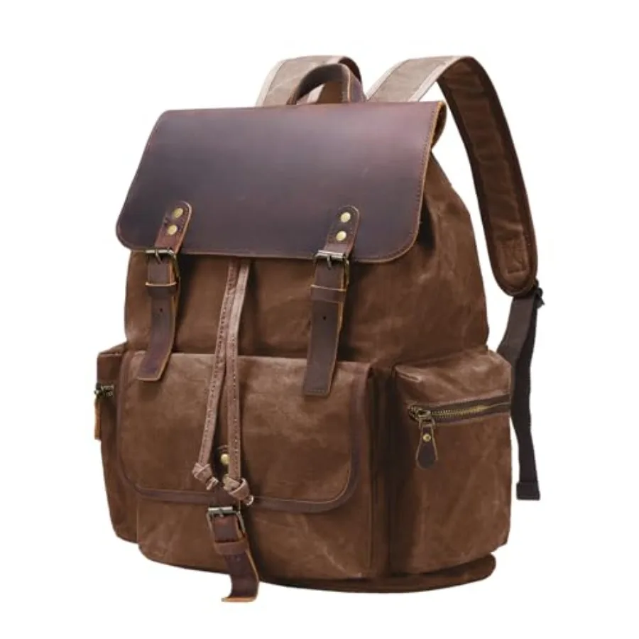 Vintage Waxed Canvas Backpack Casual Genuine Leather Laptop Rucksack Shoulder DayPack for Travel/Hiking/School
Vintage Waxed Canvas Backpack Casual Genuine Leather Laptop Rucksack Shoulder DayPack for Travel/Hiking/School