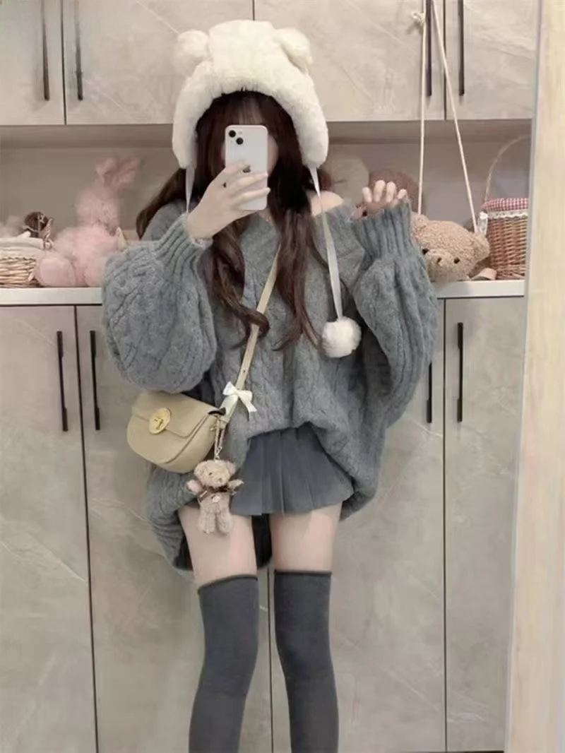 Loose ey V-Ne Twisted Sweater High Waist Skirt Two-Piece Set Korean Sle Autumn Faion Casual Warm Polyester
Loose ey V-Ne Twisted Sweater High Waist Skirt Two-Piece Set Korean Sle Autumn Faion Casual Warm Polyester
